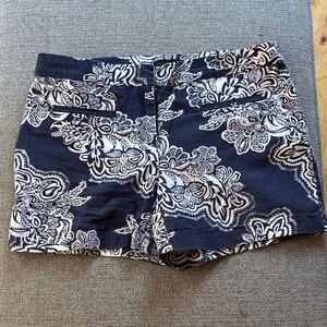 Willi Smith Navy & White High Waisted Shorts | Size 8 | Print